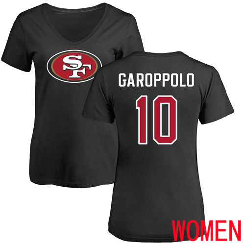San Francisco 49ers Black Women Jimmy Garoppolo Name and Number Logo #10 NFL T Shirt